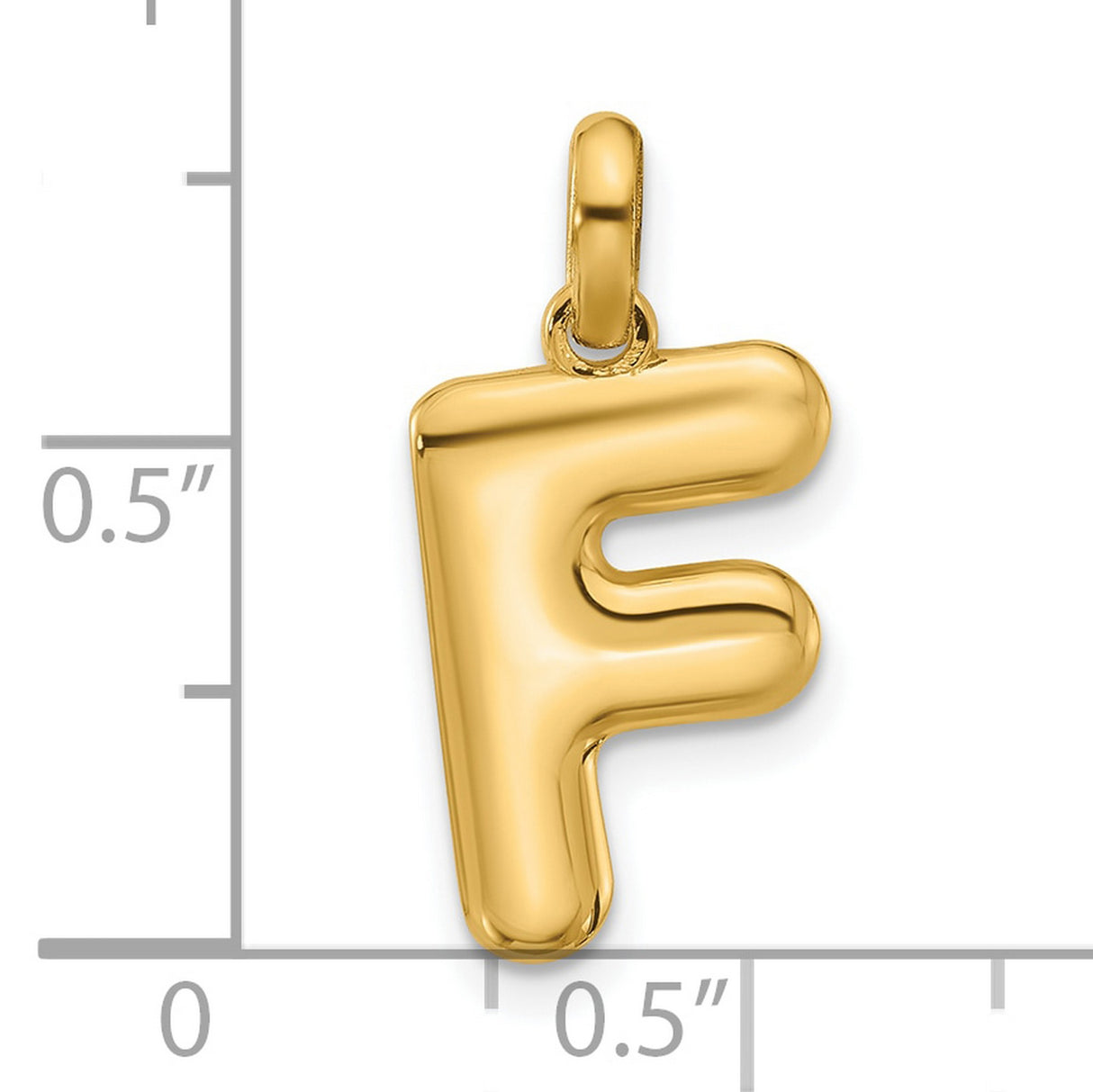 Fancy Letter F Charm Pendant in Real 14k Yellow Gold