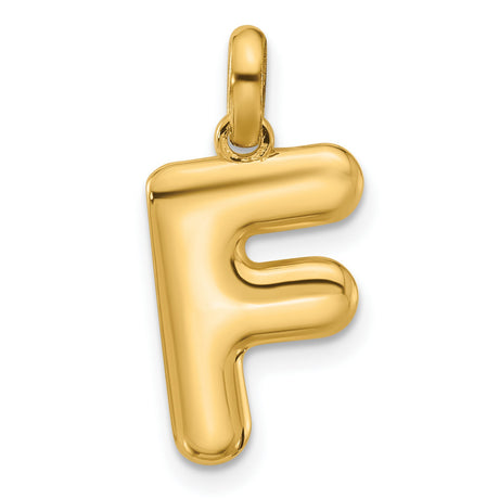 Fancy Letter F Charm Pendant in Real 14k Yellow Gold