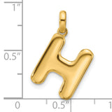 Fancy Letter H Charm Pendant in Real 14k Yellow Gold