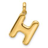 Fancy Letter H Charm Pendant in Real 14k Yellow Gold