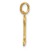 Fancy Letter I Charm Pendant in Real 14k Yellow Gold