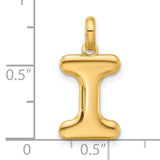 Fancy Letter I Charm Pendant in Real 14k Yellow Gold