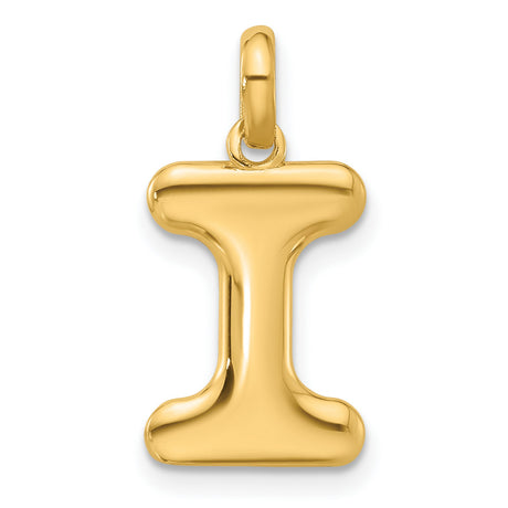 Fancy Letter I Charm Pendant in Real 14k Yellow Gold
