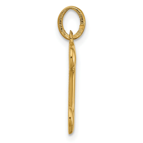 Fancy Letter J Charm Pendant in Real 14k Yellow Gold