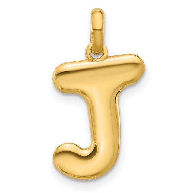 Fancy Letter J Charm Pendant in Real 14k Yellow Gold