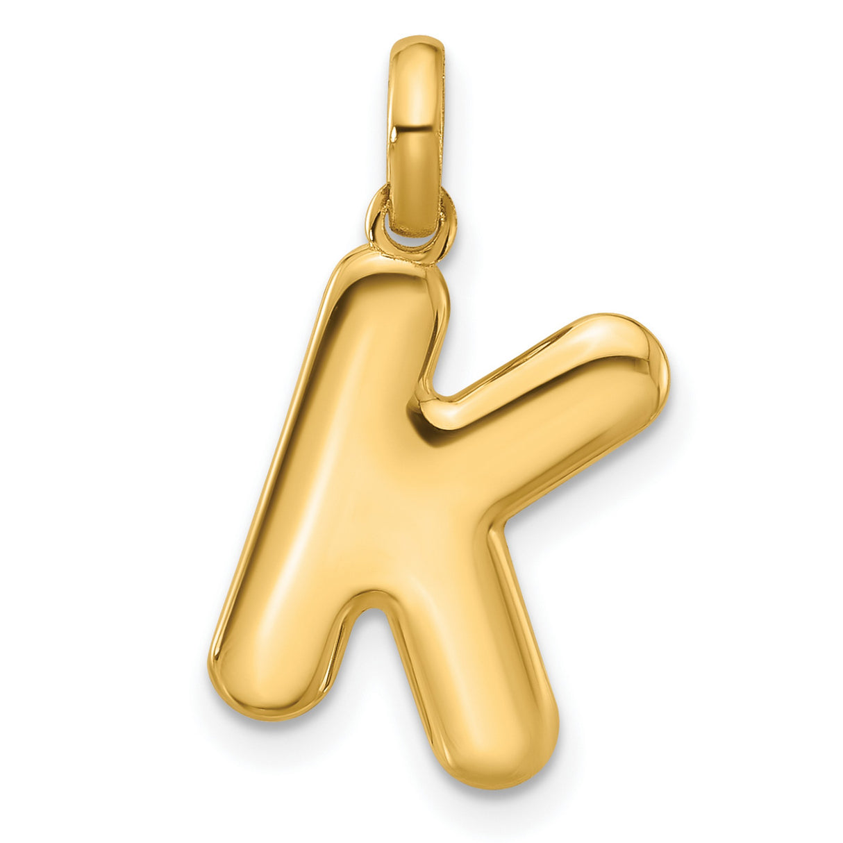 Fancy Letter K Charm Pendant in Real 14k Yellow Gold