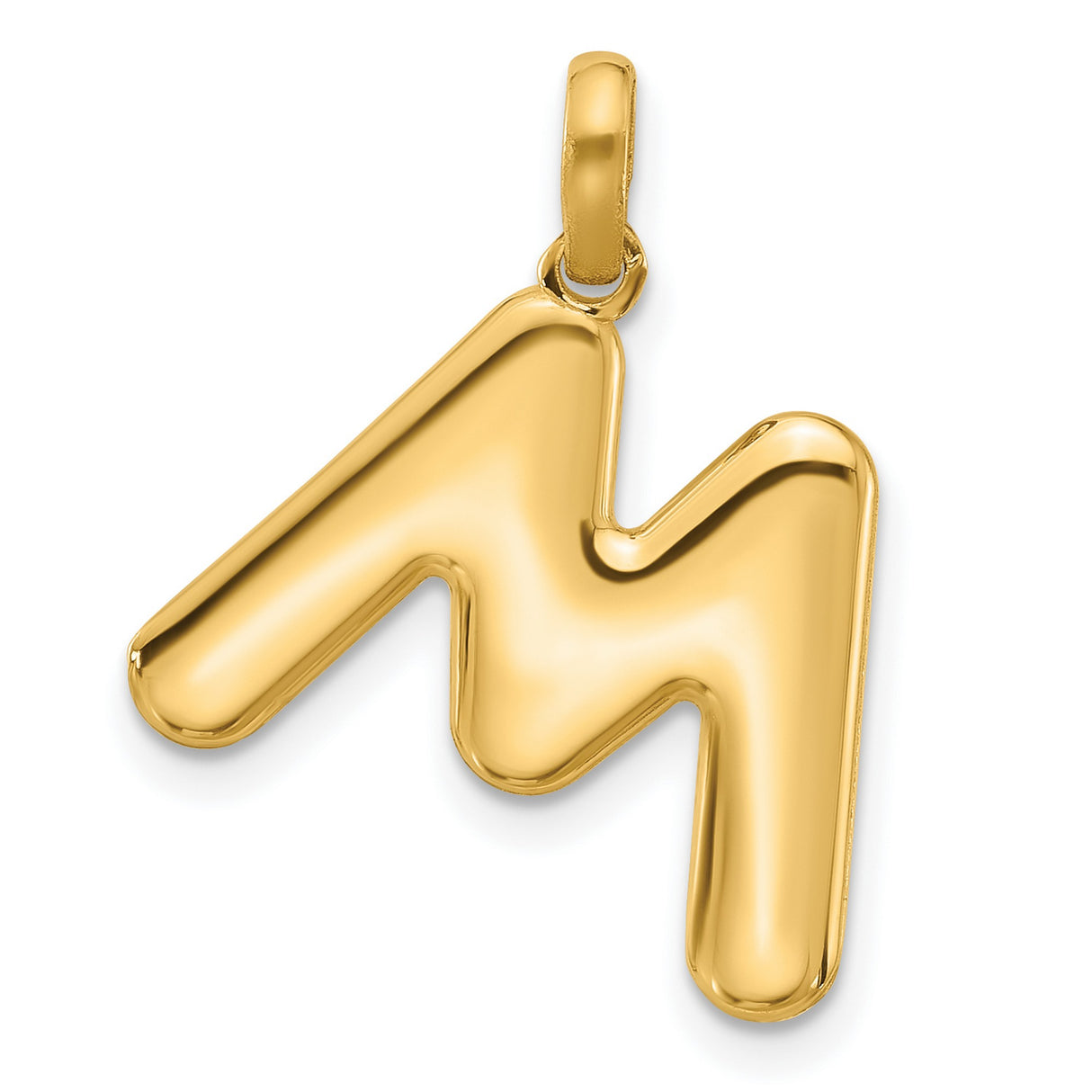 Fancy Letter M Charm Pendant in Real 14k Yellow Gold
