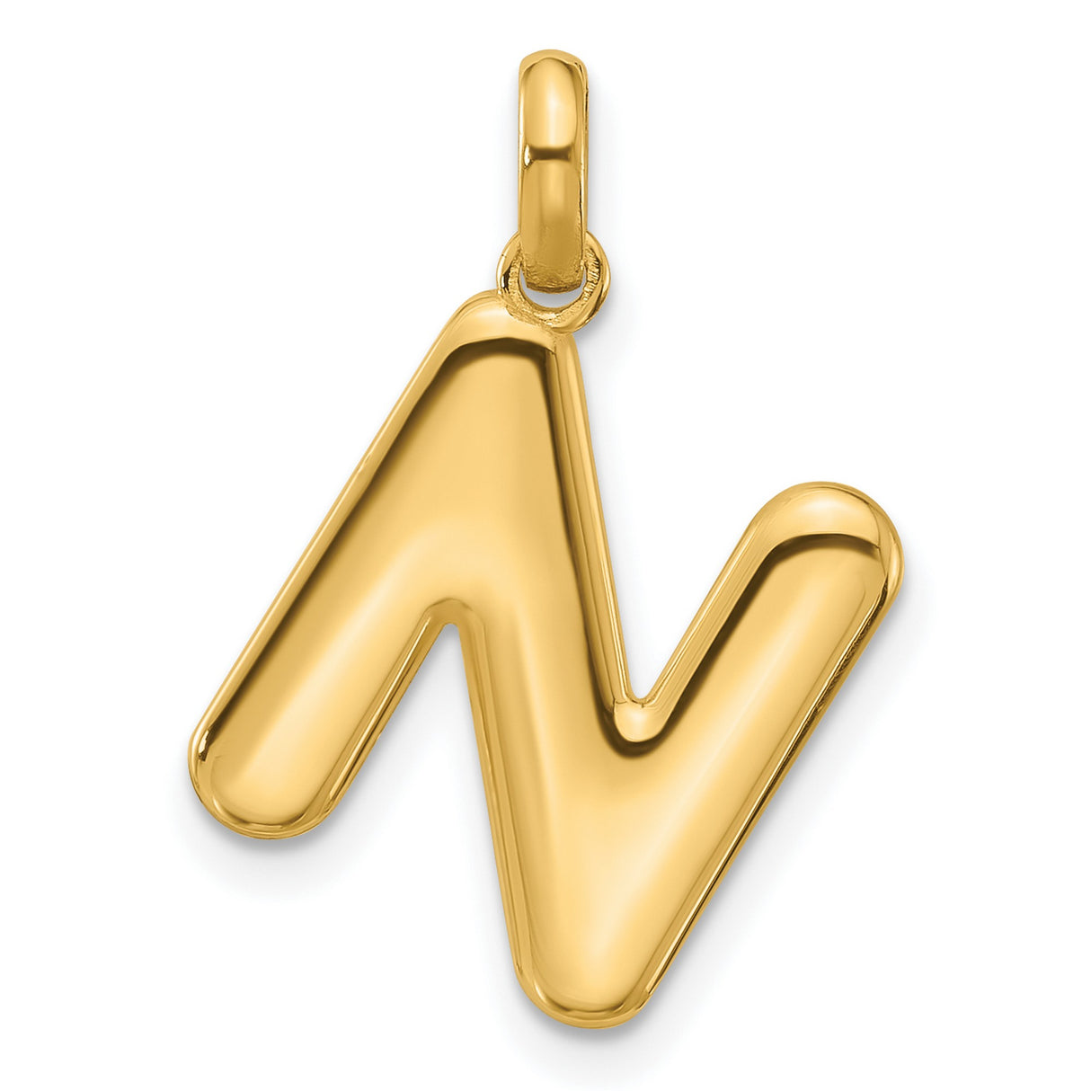 Fancy Letter N Charm Pendant in Real 14k Yellow Gold