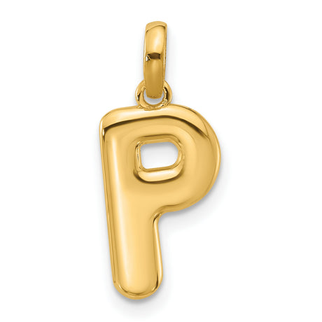 Fancy Letter P Charm Pendant in Real 14k Yellow Gold