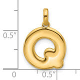 Fancy Letter Q Charm Pendant in Real 14k Yellow Gold