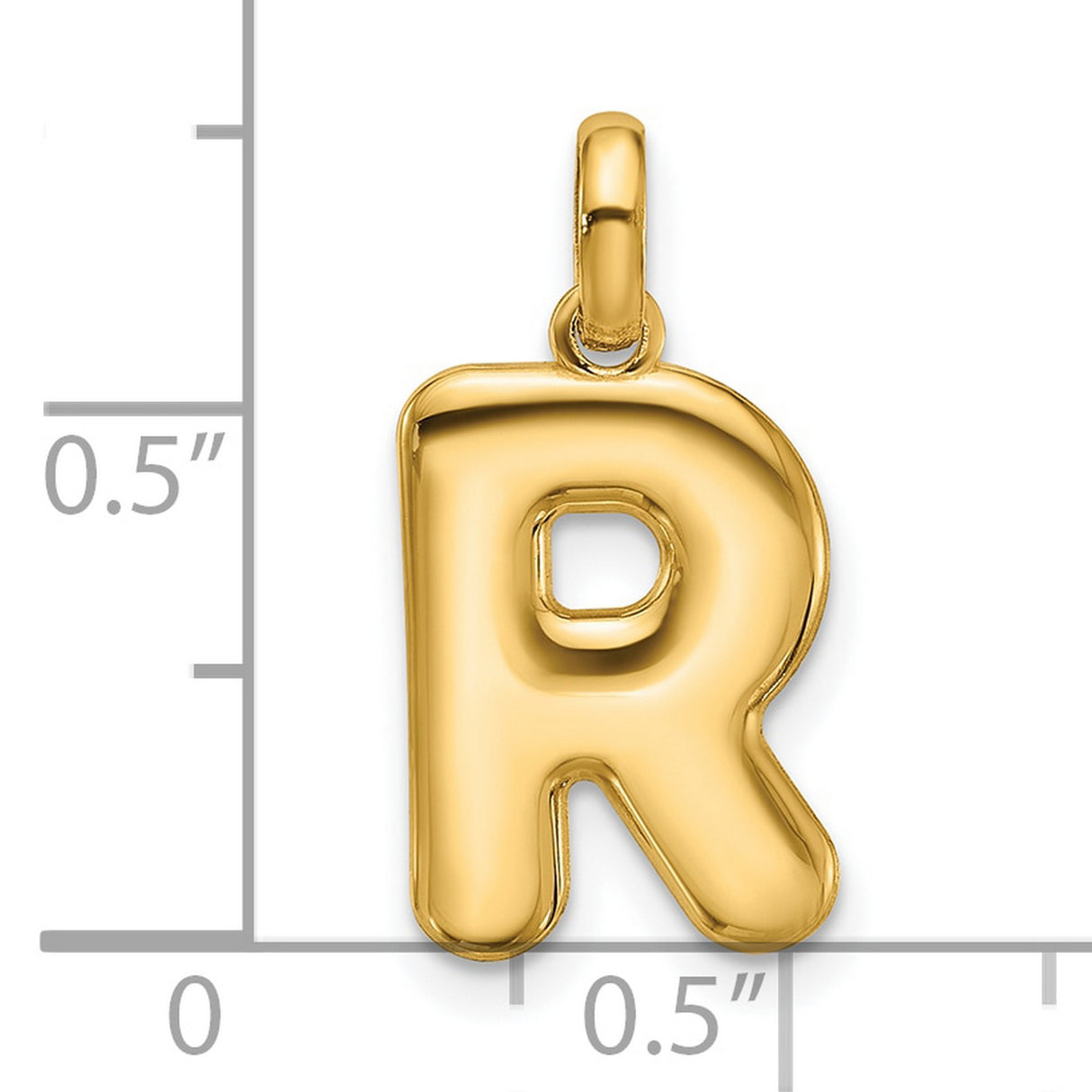 Fancy Letter R Charm Pendant in Real 14k Yellow Gold