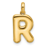 Fancy Letter R Charm Pendant in Real 14k Yellow Gold