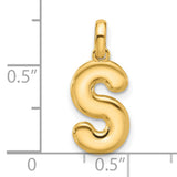 Fancy Letter S Charm Pendant in Real 14k Yellow Gold