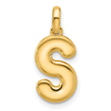 Fancy Letter S Charm Pendant in Real 14k Yellow Gold