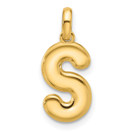 Fancy Letter S Charm Pendant in Real 14k Yellow Gold
