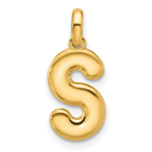 Fancy Letter S Charm Pendant in Real 14k Yellow Gold