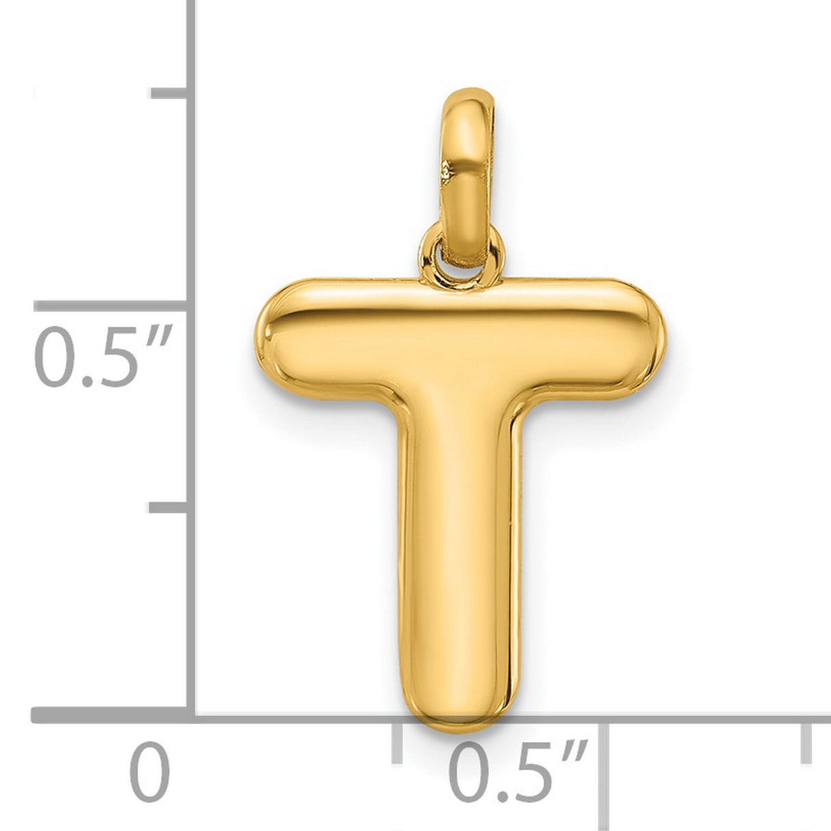 Fancy Letter T Charm Pendant in Real 14k Yellow Gold