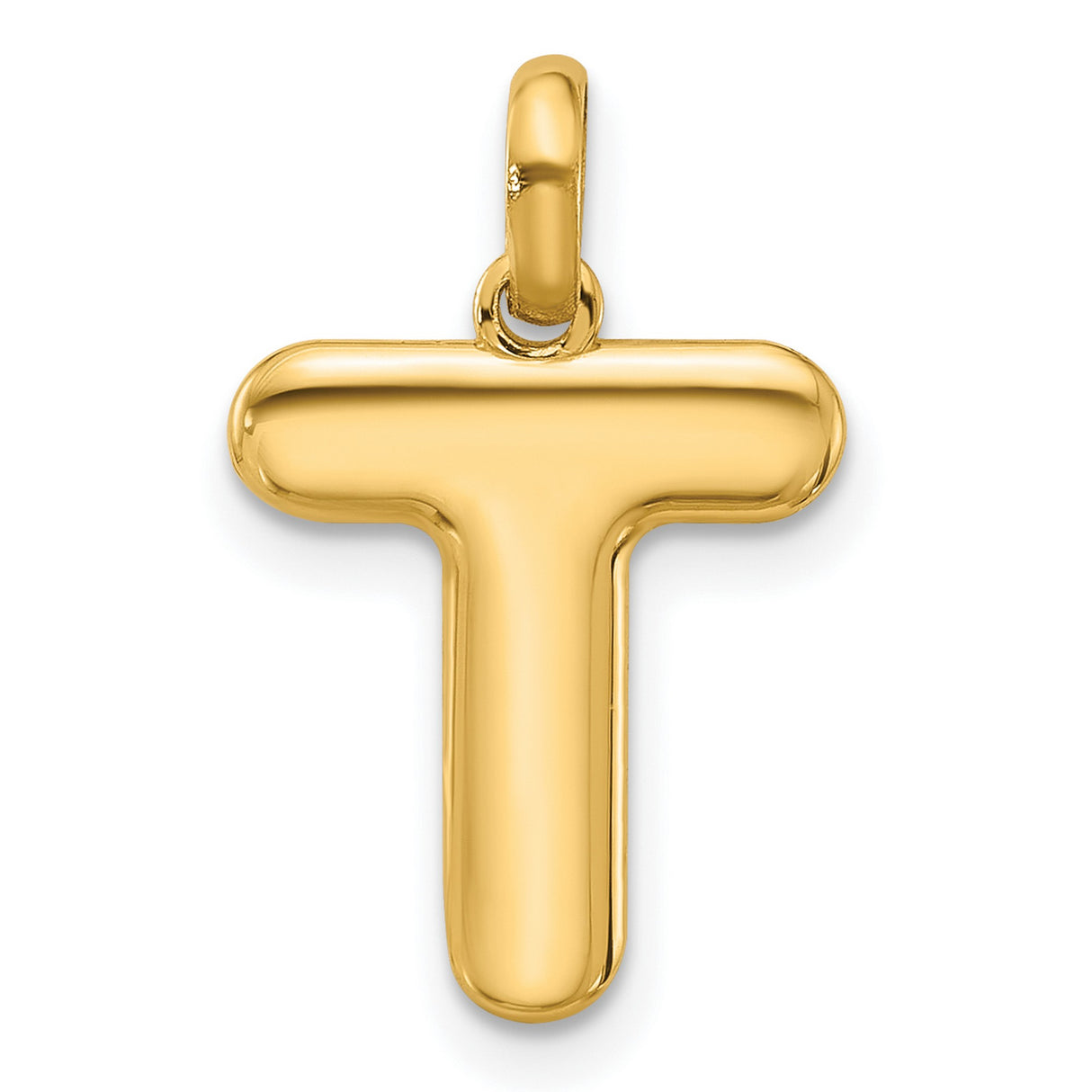 Fancy Letter T Charm Pendant in Real 14k Yellow Gold