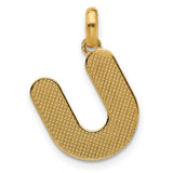 Fancy Letter U Charm Pendant in Real 14k Yellow Gold