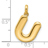 Fancy Letter U Charm Pendant in Real 14k Yellow Gold