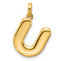 Fancy Letter U Charm Pendant in Real 14k Yellow Gold