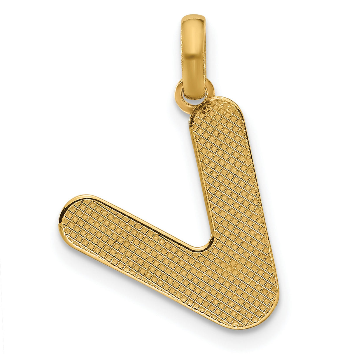 Fancy Letter V Charm Pendant in Real 14k Yellow Gold