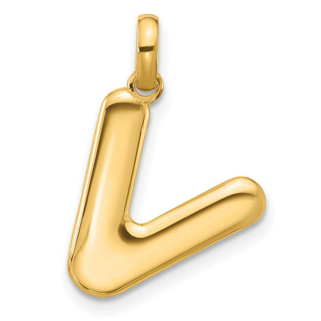 Fancy Letter V Charm Pendant in Real 14k Yellow Gold