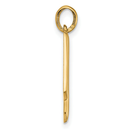 Fancy Letter W Charm Pendant in Real 14k Yellow Gold