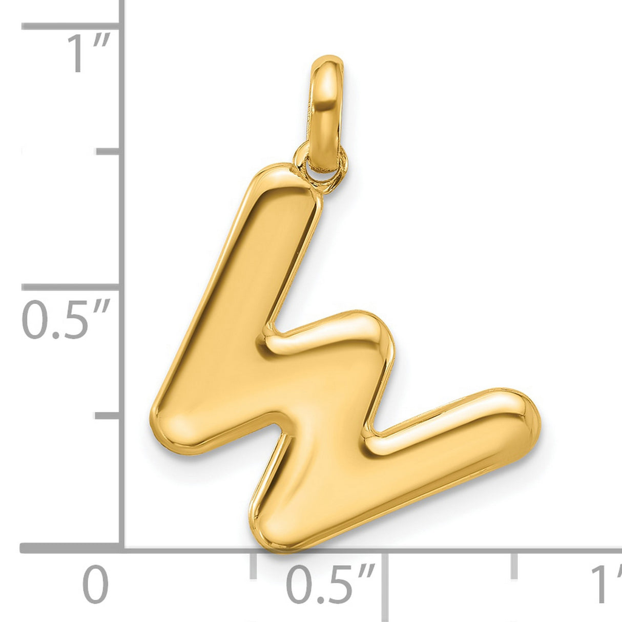 Fancy Letter W Charm Pendant in Real 14k Yellow Gold