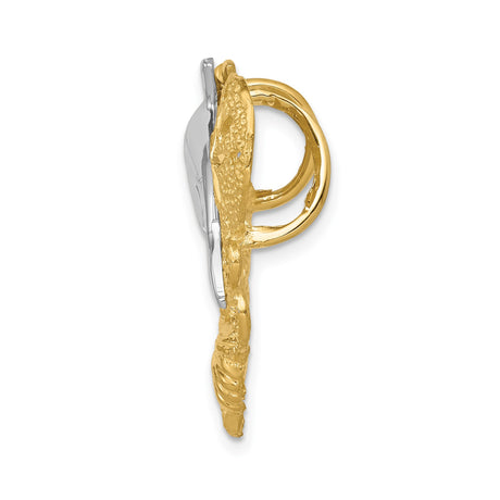 14k Two-Tone Gold Pendant with Dolphin, Starfish, Sand Dollar, and Seashell Ocean Theme