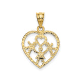 14k Yellow Gold Heart Pendant with Mother and Two Figures, Family Unity Charm