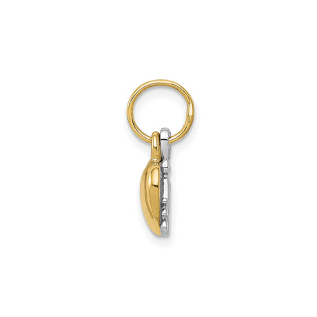 14k Two-Tone Gold Heart and Key Pendant, Romantic Love and Trust Symbol for Women