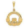 14k Yellow Gold Claddagh Pendant with Crowned Heart and Hands, Celtic Irish Symbol of Love and Loyalty