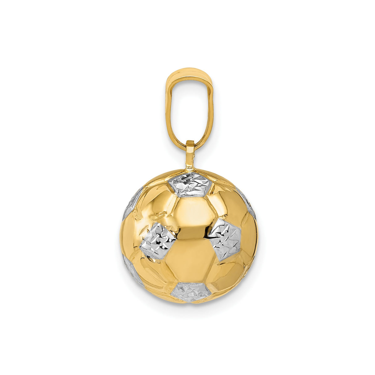14k Multi-Tone Gold Soccer Ball Pendant, Realistic 3D Sports Charm for Athletes and Fans