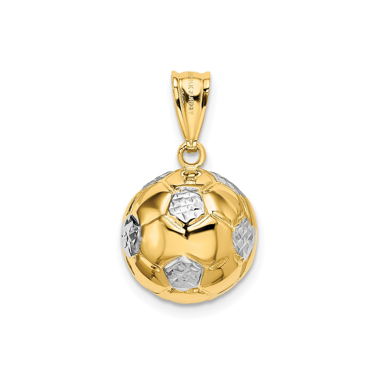 14k Multi-Tone Gold Soccer Ball Pendant, Realistic 3D Sports Charm for Athletes and Fans