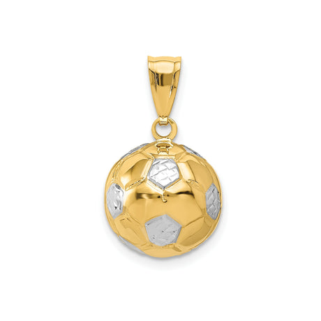14k Multi-Tone Gold Soccer Ball Pendant, Realistic 3D Sports Charm for Athletes and Fans