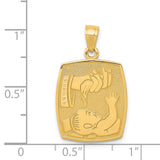 Hand Dripping Baptism Water Childs Head Baptism Charm Pendant in Real 14k Yellow Gold