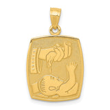 Hand Dripping Baptism Water Childs Head Baptism Charm Pendant in Real 14k Yellow Gold