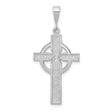 14k White Gold Celtic Iona Cross Pendant with Flat Back and Beveled Edges