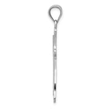14k White Gold Cross Pendant with Flared Edges, Polished Finish and Satin Accents