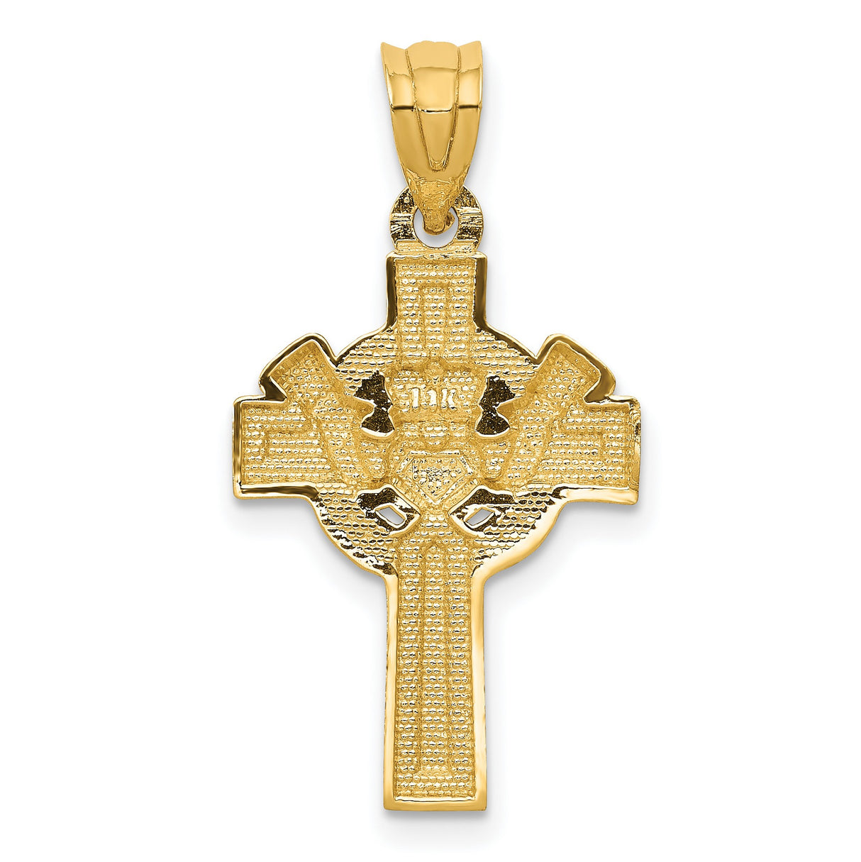 Claddagh Symbol Celtic Iona Cross Charm Pendant in Real 14k Multi-Tone Gold