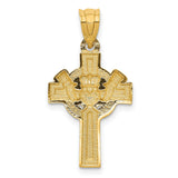 Claddagh Symbol Celtic Iona Cross Charm Pendant in Real 14k Multi-Tone Gold