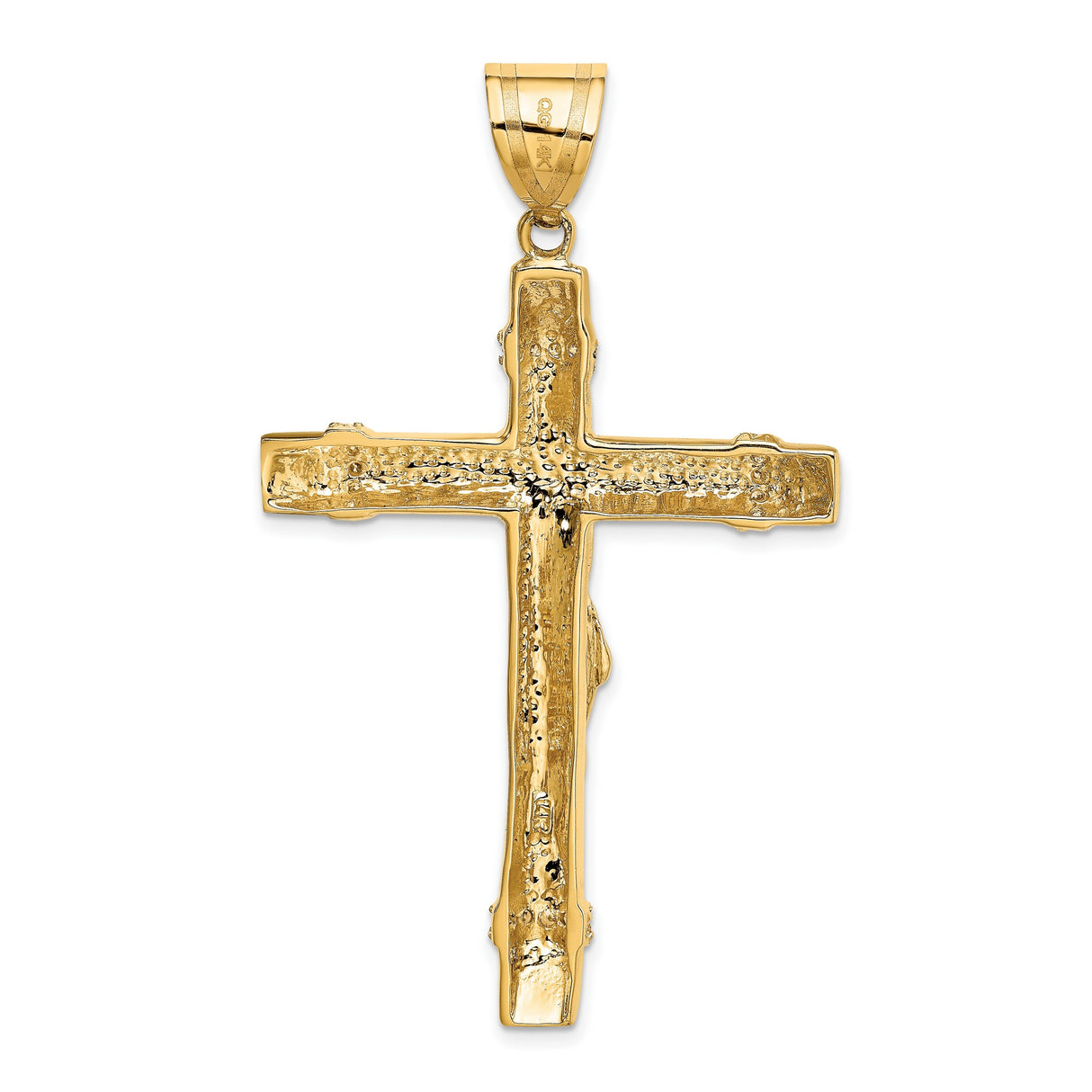 Latin Crucifix Charm Pendant in Real 14k Multi-Tone Gold