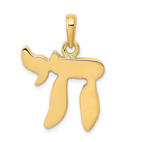 14k Yellow Gold Chai Pendant with Hebrew Symbol of Life, Jewish Faith Charm for Men or Women