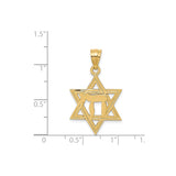 14k Yellow Gold Pendant with Chai Symbol and Star of David, Jewish Heritage Jewelry