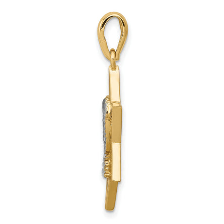 14k Multi-Tone Gold Star of David Pendant with Menorah Design, Unisex Religious Charm