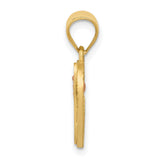 Letter G Initial With Rose Gold Flower Inside Open Heart Charm Pendant in Real 14k Multi-Tone Gold