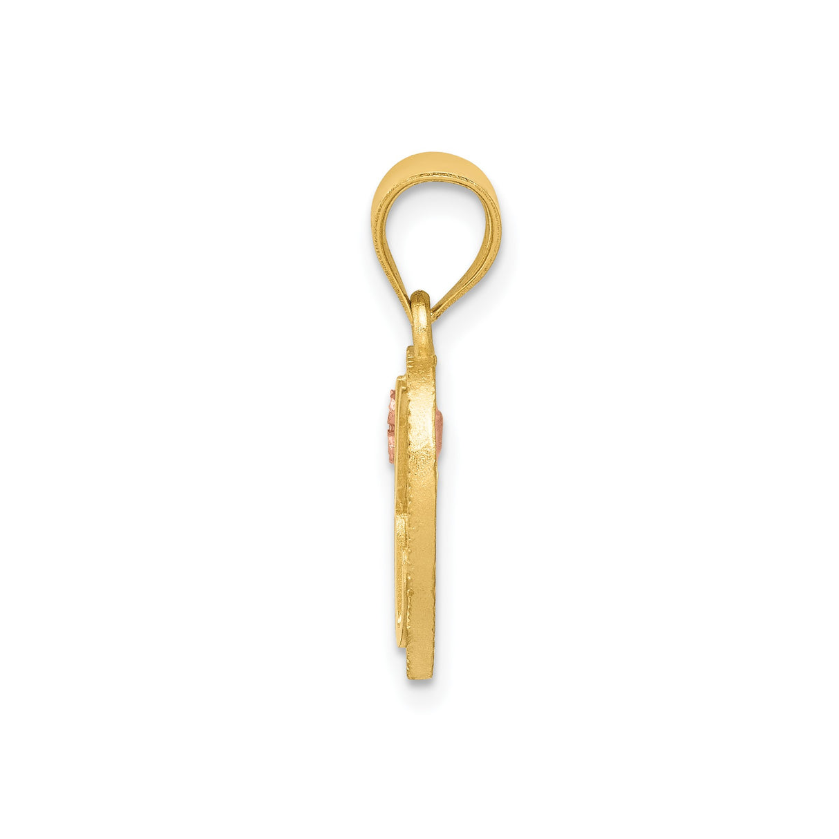 14k Yellow Gold Heart Pendant with Letter K and Rose Gold Flower Accent