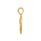 14k Two-Tone Gold Heart Pendant with Script Letter M and Rose Gold Floral Accent