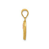 14k Two-Tone Gold Heart Pendant with Letter O and Pink Flower Accent for Women